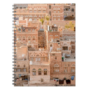 Architektur der Altstadt von Sana'a, Jemen. UNE Notizblock