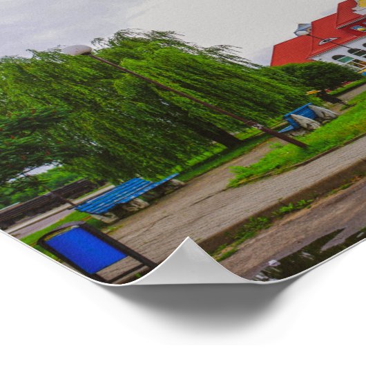 Architektur des belarussischen Bahnhofs Poster (Ecke)