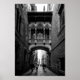 Architektur des gotischen Viertels in Barcelona Poster