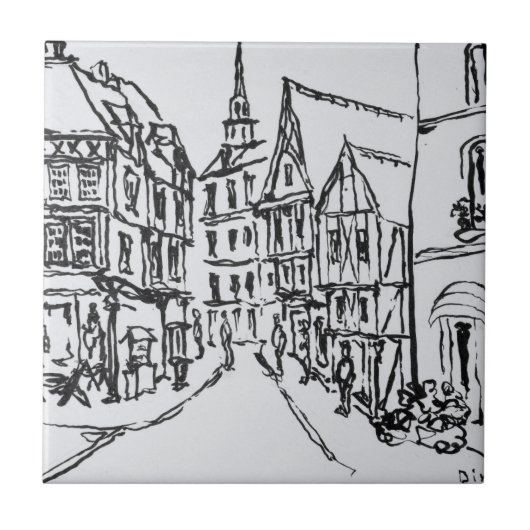 Architektur| Dinan, Bretagne, Frankreich Fliese (Vorderseite)