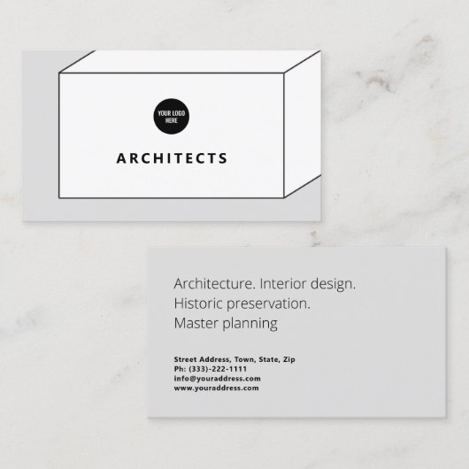 Architektur Masterplan Innendesign Box Visitenkarte (Vorne/Hinten)
