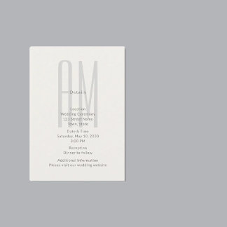 Architektur-Monogramm-Hochzeits-Detailkarte Begleitkarte