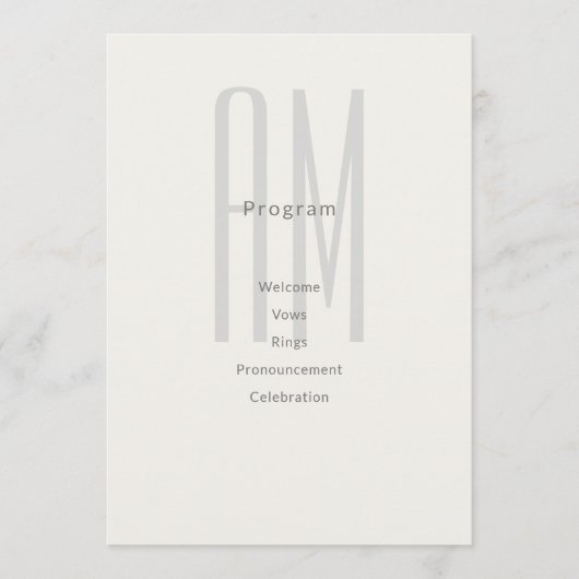 Architektur Monogramm Hochzeitsprogrammkarte Programm (Vorderseite)