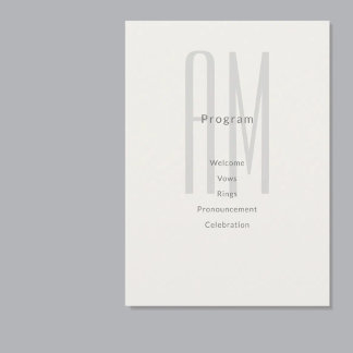 Architektur Monogramm Hochzeitsprogrammkarte Programm