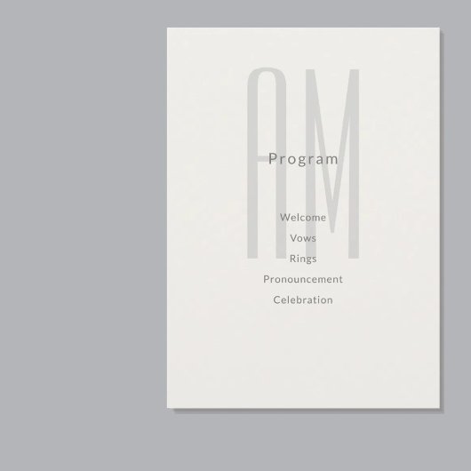 Architektur Monogramm Hochzeitsprogrammkarte Programm