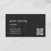 Architektur Schwarz QR-Code Visitenkarte (Rückseite)