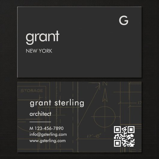 Architektur Schwarz QR-Code Visitenkarte