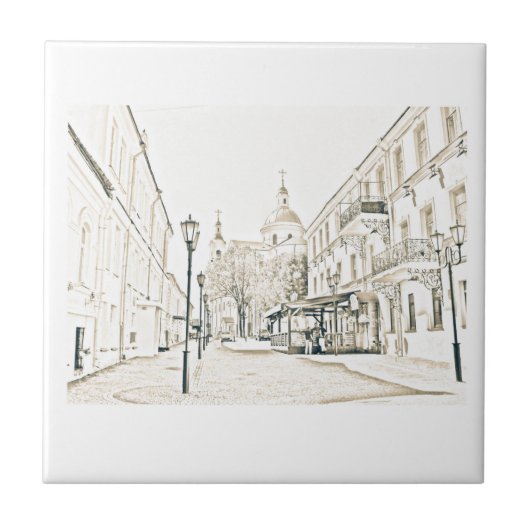 Architektur Stadtbild Vitebsk Sketch Fliese (Vorderseite)