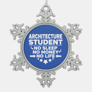Architektur Student kein Leben oder Geld Schneeflocken Zinn-Ornament
