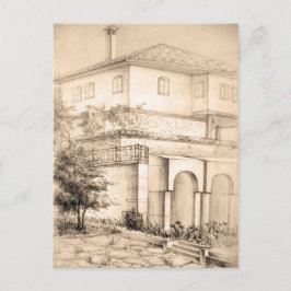 Architektur Traditionelles Haus Zeichnend Skizzenk Postkarte