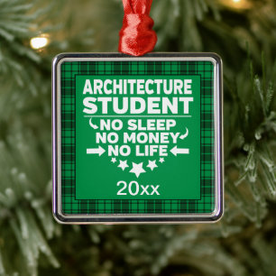 Architektur Uni Schüler Green Kariert Xmas Ornament Aus Metall