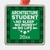 Architektur Uni Schüler Green Kariert Xmas Ornament Aus Metall (Vorne)