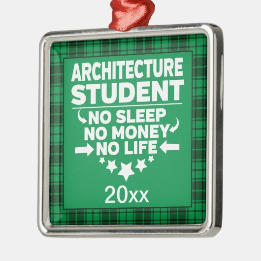 Architektur Uni Schüler Green Kariert Xmas Ornament Aus Metall (Links)