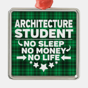 Architektur Uni Schüler Green Kariert Xmas Ornament Aus Metall
