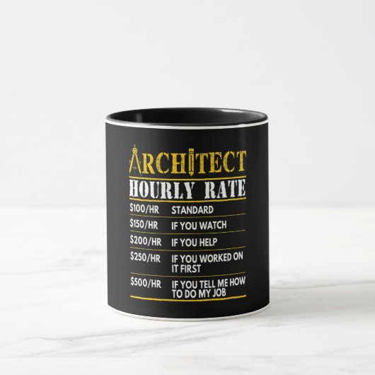 Architekturdesign der Funny Hourly Rate Architektu Tasse (Zentrum)