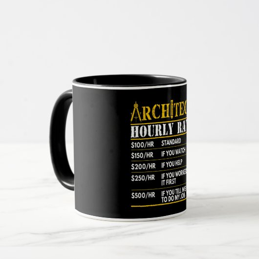 Architekturdesign der Funny Hourly Rate Architektu Tasse (Vorderseite Links)