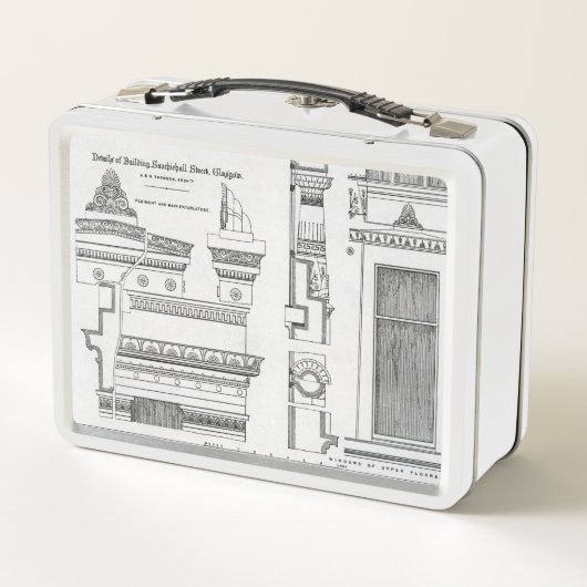 Architekturdetails der griechischen Kammern Metall Brotdose (Rückseite)