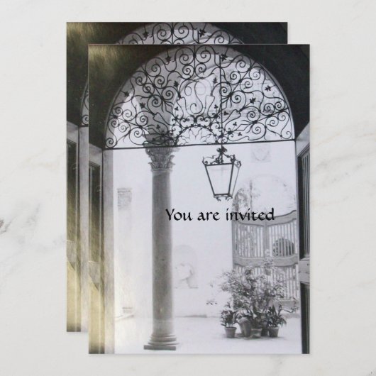 ARCHITEKTURELLES INNENHAUS Schwarz-weiß grau Einladung (Vorne/Hinten)