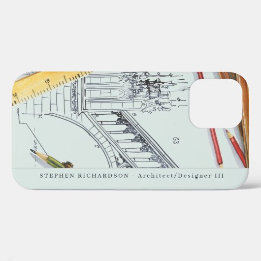 Architekturingenieur für die Aquarellfarbenmonogra Case-Mate iPhone Hülle (Rückseite (Horizontal))
