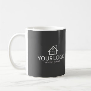 Architekturlogo für das Unternehmensgründungsunter Kaffeetasse