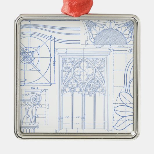 Architekturpläne Silbernes Ornament (Vorne)