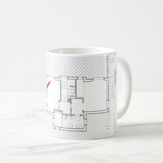 Architekturprojekt, zeichnend, Architekten Kaffeetasse (VorderseiteRechts)