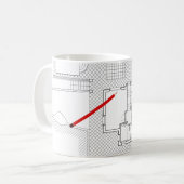 Architekturprojekt, zeichnend, Architekten Kaffeetasse (Vorderseite Links)