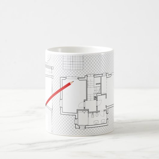 Architekturprojekt, zeichnend, Architekten Kaffeetasse (Mittel)