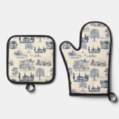 Architekturstadt Ofenhandschuh & Topflappen-Set (Vorderseite)