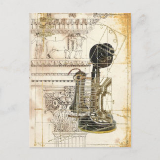 Architektursteampunk Vintages antikes Telefon Postkarte