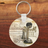 Architektursteampunk Vintages antikes Telefon Schlüsselanhänger (Vorderseite)
