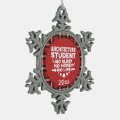 Architekturstudent kein schlafendes Geld Leben Rot Schneeflocken Zinn-Ornament (Links)