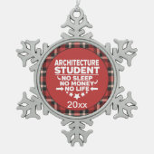 Architekturstudent kein schlafendes Geld Leben Rot Schneeflocken Zinn-Ornament (Vorderseite)