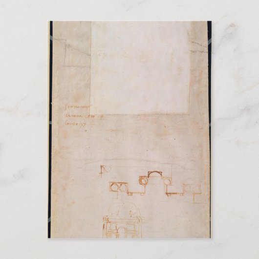 Architekturstudie mit Anmerkungen Postkarte (Vorderseite)