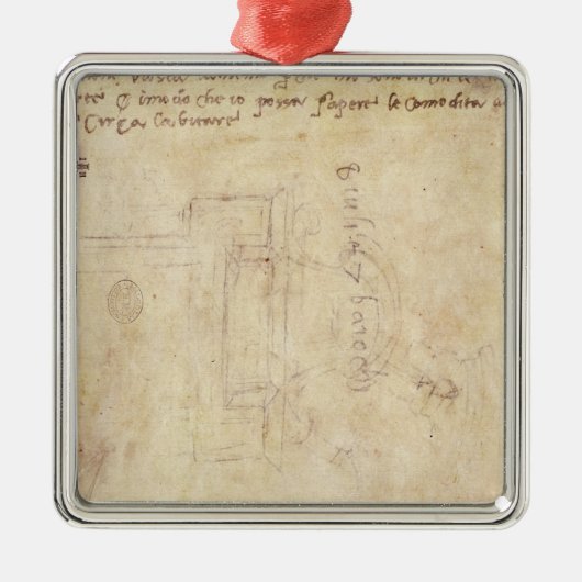 Architekturstudie mit Anmerkungen Silbernes Ornament (Vorne)