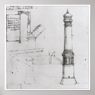 Architekturzeichnen, Turm, Leonardo da Vinci Poster