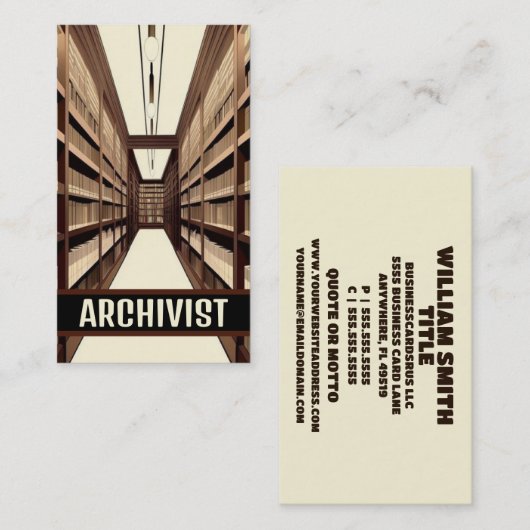Archivarchiv Bibliothekar Visitenkarte (Vorne/Hinten)