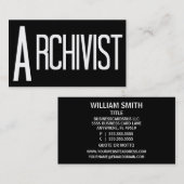 Archivare Black Simple Business Card Visitenkarte (Vorne/Hinten)
