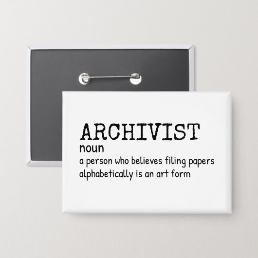 Archivist - Funny Job Definition Button (Vorderseite/Rückseite)