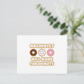 Archivist .. Wird für Donuts arbeiten Postkarte (Stehend Vorderseite)