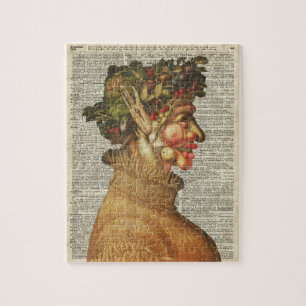 Arcimboldo Sommer Vintage Collage auf alter Buchse Puzzle