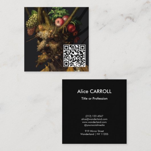 Arcimboldo - Vier Jahreszeiten in einem Kopf - QR- Quadratische Visitenkarte (Vorne/Hinten)