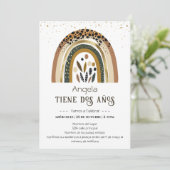 Arcoiris Boho 2do cumpleaños Einladung (Stehend Vorderseite)