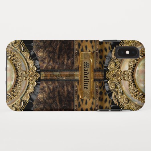Arcos Leopard Chic Monogram Tough Case-Mate iPhone Hülle (Rückseite (Horizontal))