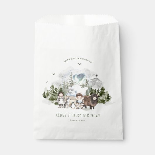 Arctic Adventure Birthday Party Geschenktütchen (Vorderseite)