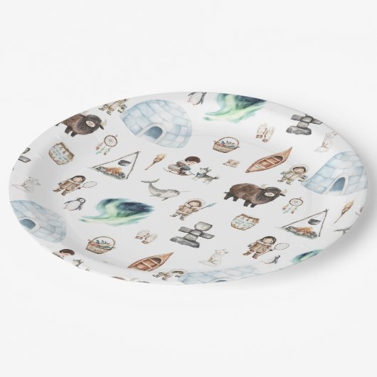 Arctic Adventure Birthday Party Pappteller (Schrägansicht)