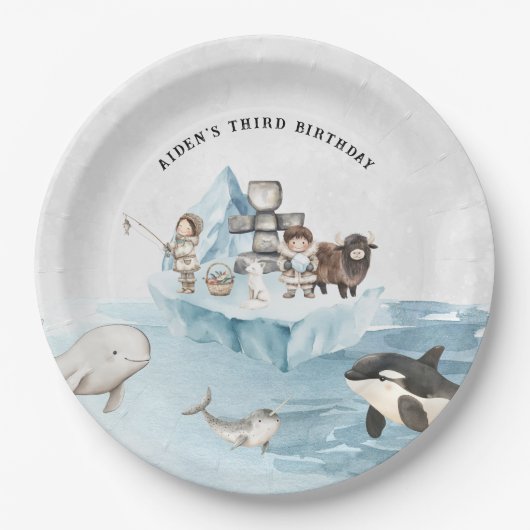 Arctic Adventure Birthday Party Pappteller (Vorderseite)
