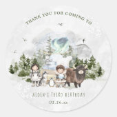 Arctic Adventure Birthday Party Runder Aufkleber (Vorderseite)