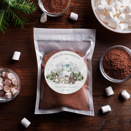 Arctic Adventure Birthday Party Runder Aufkleber