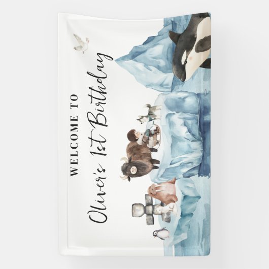 Arctic Adventure Birthday Willkommen Banner (Vertikal)